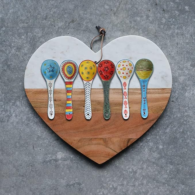 Ceramic Soup Spoons Set of 6–Mutilpurpose for Soup/Cereal/Ramen/Stews | Vibrant Design, Lead-Free & Dishwasher Safe | 6.25" Cute Decorative Spoons for Kitchen & Gifts