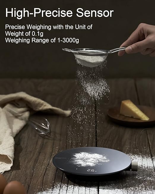HOTO Smart Food Scale, Kitchen Scale, Food Scales Digital Weight Grams and Oz, Coffee Scale, Kitchen Scale with 0.1g High Precise Sensor, Measures in 4 Units (g/ml/oz/lb: oz)，Batteries Not Included
