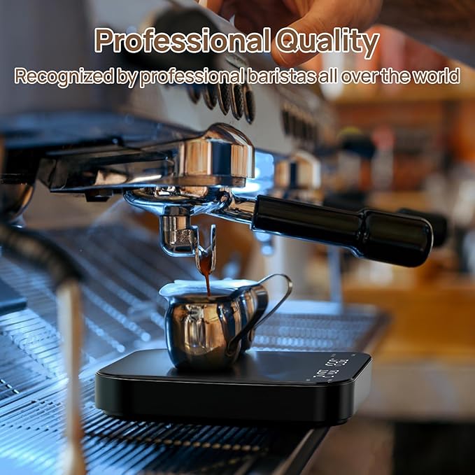 Meilen 0.1g Precision Coffee Espresso Scale - 3kg Digital Scale with Timer, USB Rechargeable, 3 Weight Units, 4 Independent Buttons Easy to Control, for Espresso, Pour Over, Drip, Kitchen