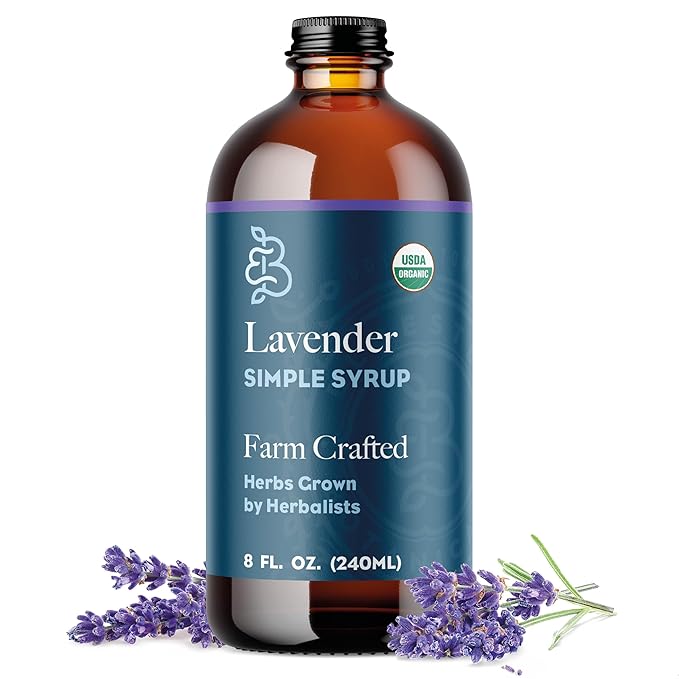 Bluestem Botanicals Organic Lavender Simple Syrup, 8 oz, Cocktail and Mocktail Mixer for Drinks, Non-Alcoholic