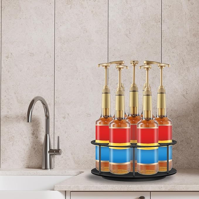 OYEFLY Large Rotating Coffee Syrup Organizer (Black)