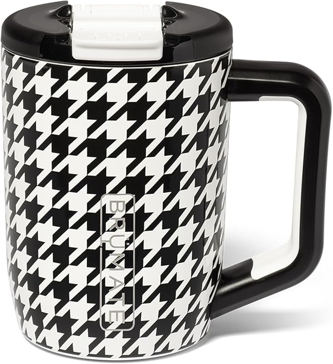 BrüMate Müv - 15oz 100% Leak Proof Insulated Coffee Mug with Handle & Lid - Stainless Steel Coffee Travel Mug - Double Walled Coffee Cup (Houndstooth)