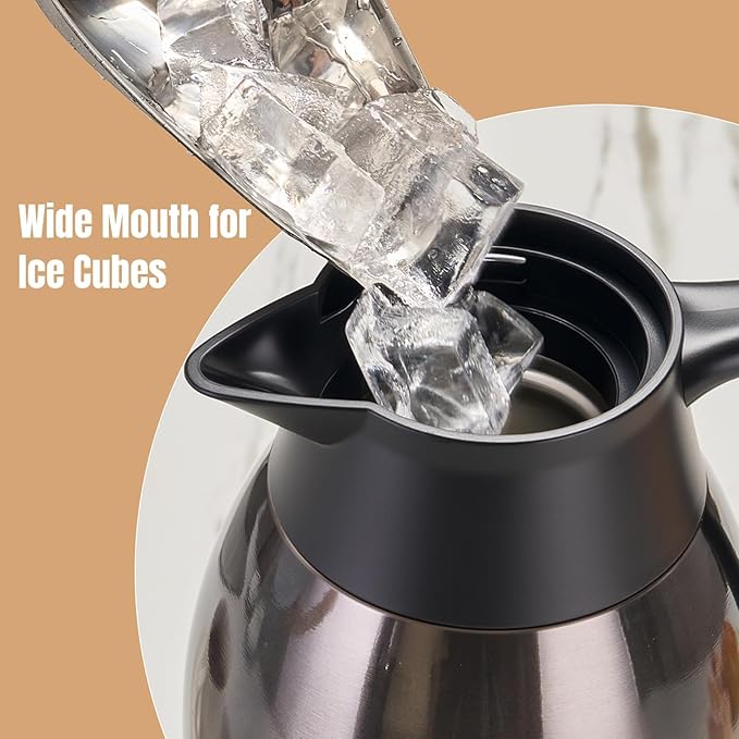 PARACITY 68oz Thermal Coffee Carafe Stainless Steel, Coffee Carafes for Keeping Hot, Double Walled Vacuum Insulated Coffee Urn for Coffee & Tea, Home & Office(Black)