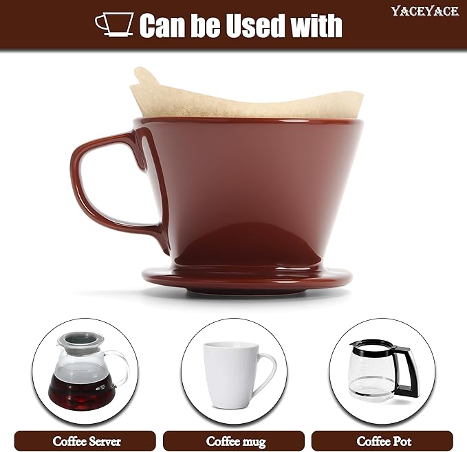 Ceramic Pour Over Small, Ceramic Pour Over Coffee Dripper, Brown, 3 Holes, Small Coffee Dripper