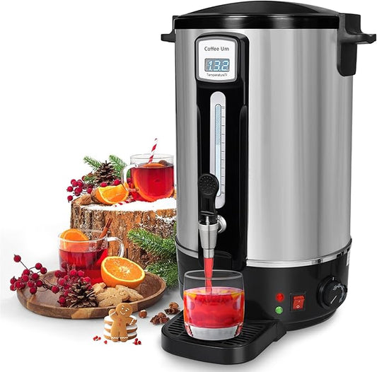 50-Cup Commercial Coffee Urn - Stainless Steel Double-Wall Coffee Maker with Percolator & Keep-Warm Function - Ideal for Events, Offices, Parties, and Catering (50 Cups - Double Layer)