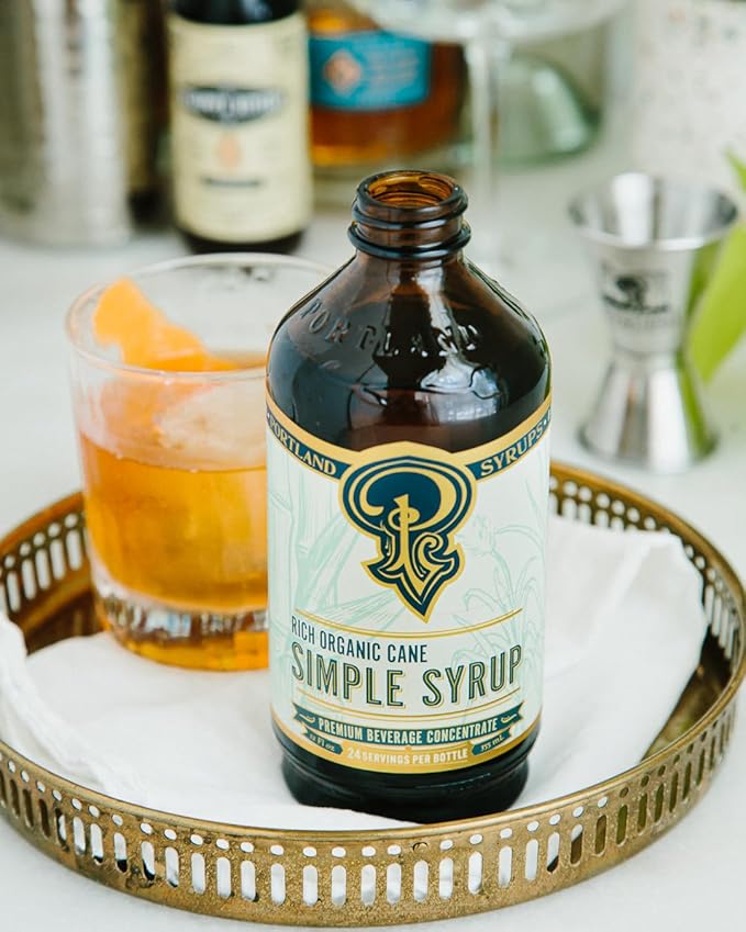 Portland Syrups Organic Cane Simple Syrup - Drink Mix for Exceptional Cocktails, Sugar for Drinks, for Coffee, Mocktails, Baking, 12 oz, 24 Servings - Pack of 1