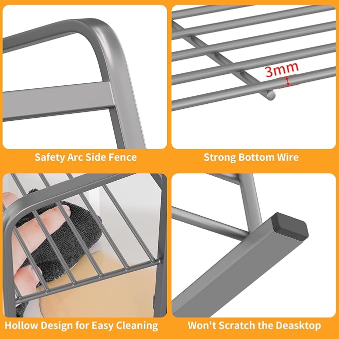 Coffee Syrup Organizer 3-Tier, 12 Bottles Capacity Coffee Syrup Rack, Metal Syrup Stand for Spice, Wine, Liquor, Bottle, Coffee Bar Station Racks Magnetic, No Installation, Grey