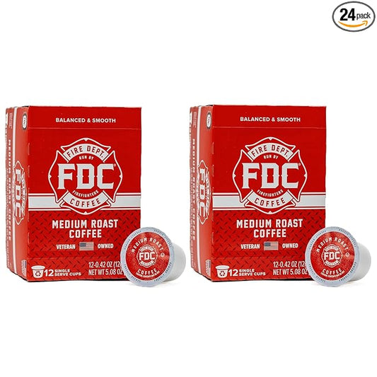 Fire Department Coffee - Gives Back to Firefighters - Original Medium Roast Coffee Pods - Balanced & Smooth - Roasted in the USA - Premium K Cups - Veteran Owned - 24 Single Pods