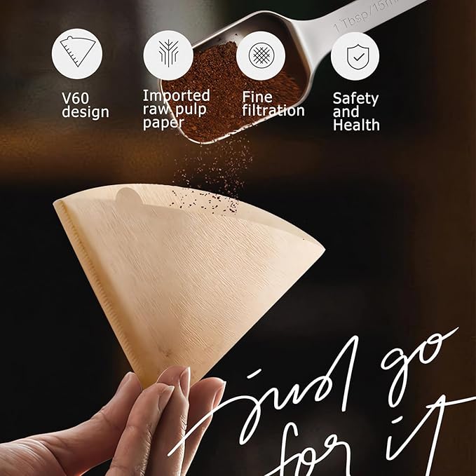 Coffee Filters Size 02,100 Count 2-4 Cups V02 Natural Unbleached Coffee Filter Paper, for Pour Over Coffee Dripper and Drip Coffee Maker