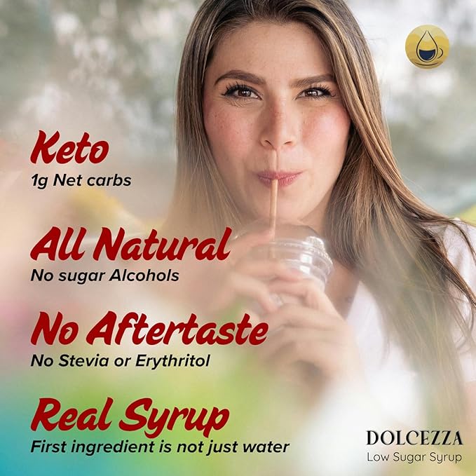 Dolcezza Vanilla Allulose Syrup, All Natural Low Sugar Sweetener for Coffee, Mixed Drinks and Baking. Keto Friendly, Monkfruit Blend, No Artificial Sweeteners, No Stevia Aftertaste. – 12 oz (12 fl oz, Vanilla)