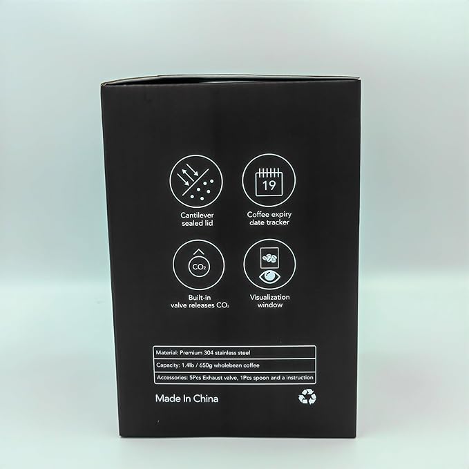 Coffee Canister - Large, Stainless Steel Airtight Coffee Containers with Transparent Window,Date Tracker, CO2-Release Valve and Measuring Scoop for Freshness of Storage Coffee (Red)