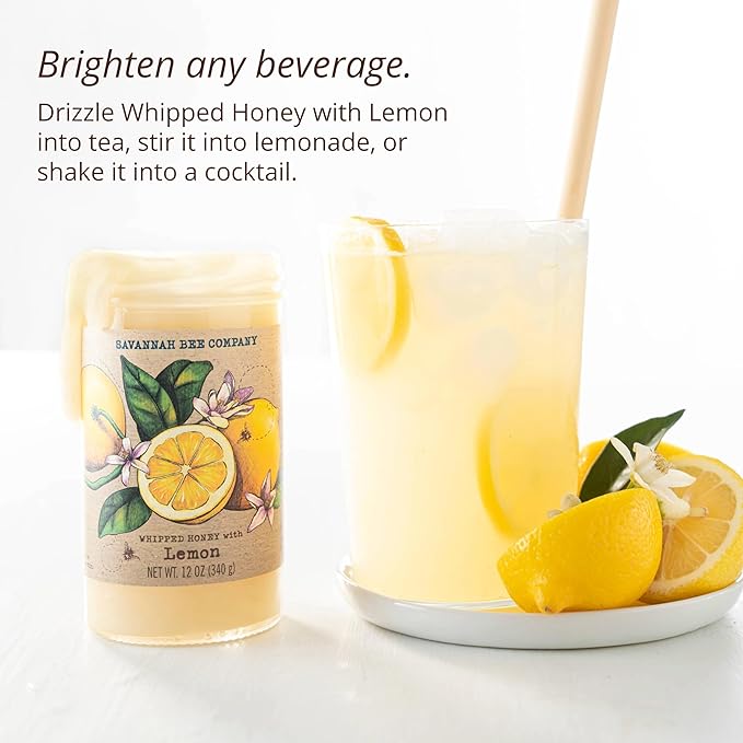 Savannah Bee Company Whipped Honey - All Natural Spreadable Honey (12 Ounce (Pack of 1), Lemon)