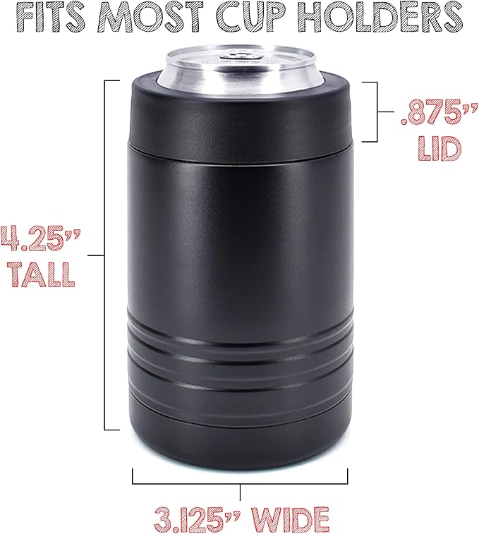 Clear Water Home Goods - 12 oz Stainless Steel Double Wall Vacuum Insulated Can or Bottle Beverage Cooler - Powder Coated Black - 6 Pack