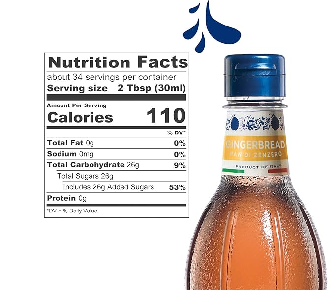 Fabbri Flavoring Syrup, Gingerbread, Made in Italy, 35 fl. oz