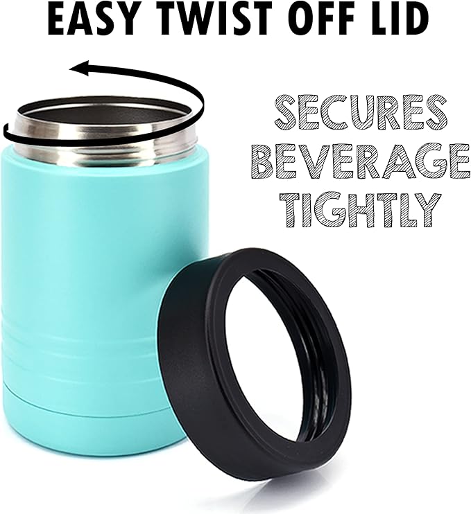 Clear Water Home Goods - 12 oz Stainless Steel Double Wall Vacuum Insulated Can or Bottle Beverage Cooler - Powder Coated Teal - 6 Pack