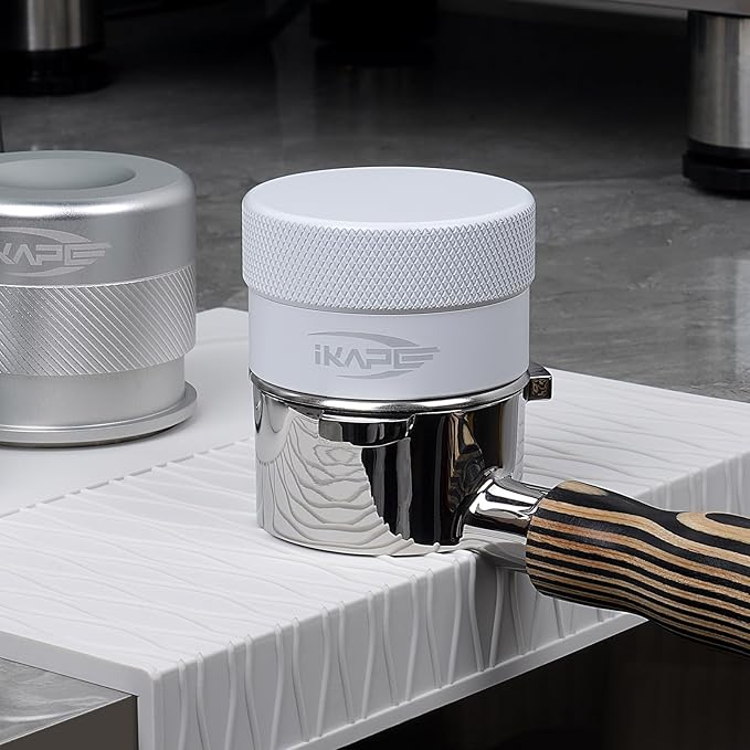 IKAPE 53MM Coffee Distributor, Gravity Adaptive Espresso Distributor Fits All 54MM Espresso Portafilter, Compatible with 54MM Breville Bottomless Portafilter (White)