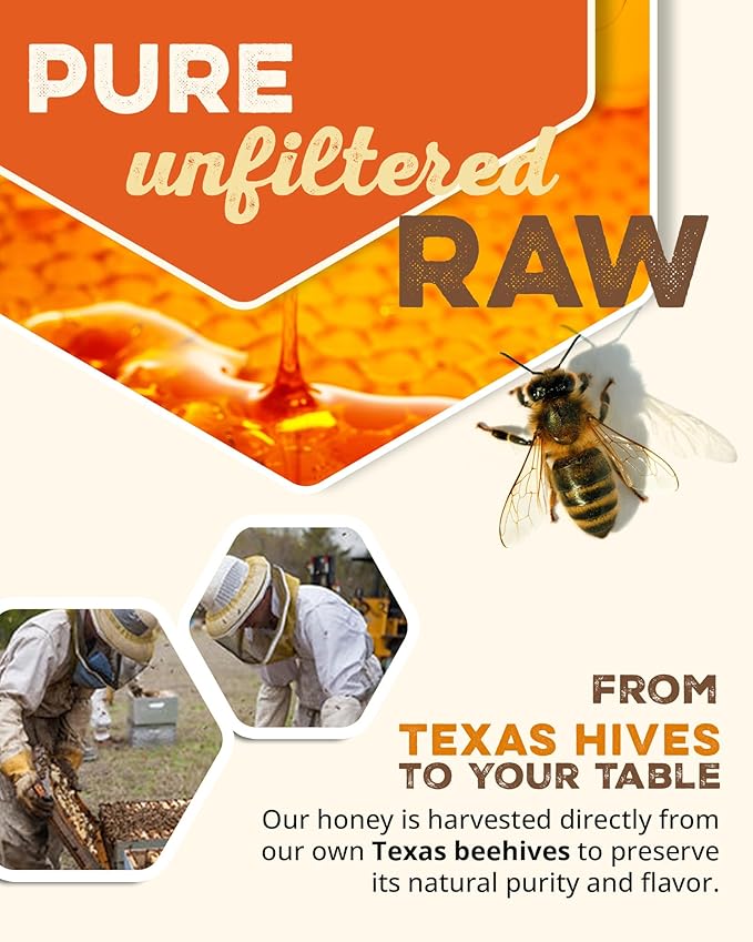 Desert Creek Honey - 100% Unfiltered, Pure, Raw Honey from Texas - Natural Sugar Substitute - One Gallon of Bulk Unprocessed, Unpasteurized American Honey - Harvested by Our Own Beekeepers