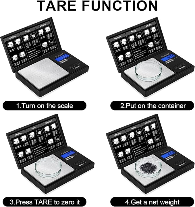 Fuzion Gram Scale, Digital Pocket Scale .01 Gram Accuracy, 500g Mini Jewelry Scale, Small Scale for Food, Herb, Spice, Coin - Weight Gram and Oz - 100g Calibration Weight