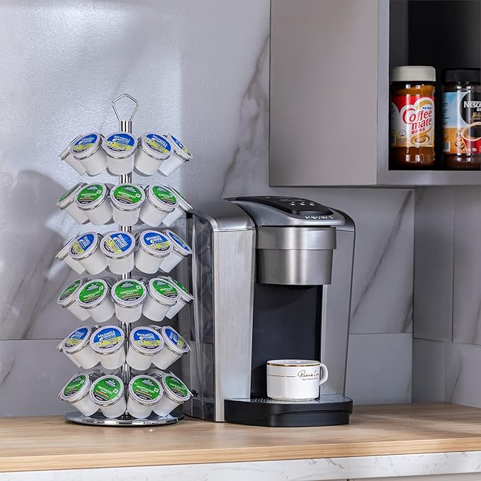 Rice rat K cup Holder Storage Coffee Capsules Pod Holder Carousel 6 Tier Compatible with 54 K-Cup Pods