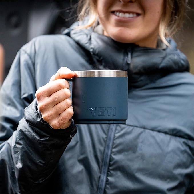 YETI Rambler 14 oz Ceramic Lined Stackable Mug, Vacuum Insulated, Stainless Steel with MagSlider Lid, Navy