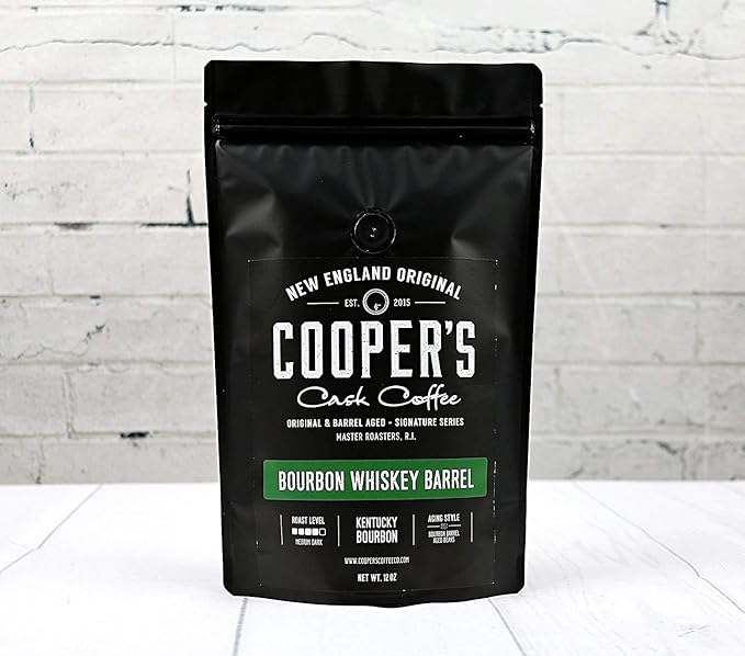 Bourbon Whiskey Barrel Aged Coffee - Dark Roast - Ground Coffee, Grade 1 Colombian Coffee Beans Aged in Kentucky Bourbon Whiskey Barrels - 5lb Bags