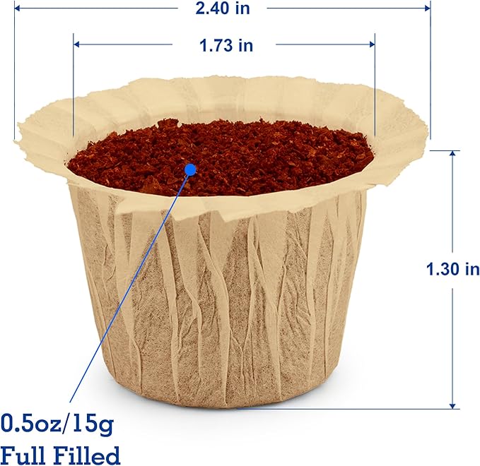 Disposable Coffee Filters, 100 Count Natural Paper Filters Compatible with Keurig Brewers Single Serve 1.0 and 2.0, Fit all Reusable Coffee Pods(Natural 100)