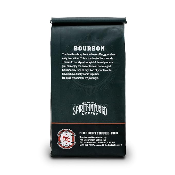 Fire Department Coffee - Bourbon Coffee - Gives Back to Firefighters - Premium Bourbon Infused Whole Beans - Medium Roast - Non-Alcoholic - Roasted in the USA - Veteran Owned - 12 oz