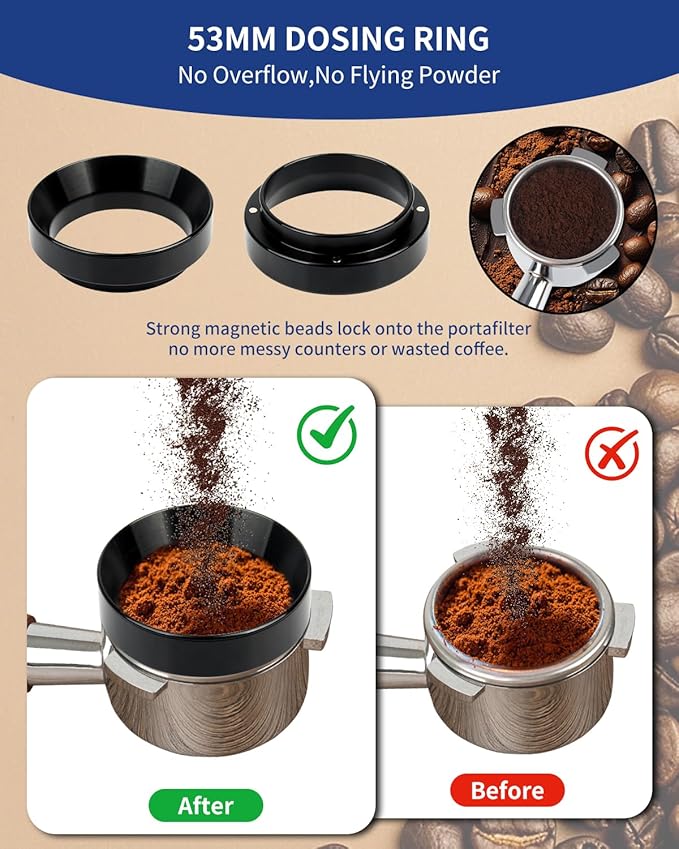 7 Pack 54mm Espresso Accessories – Tamper Station, Coffee Distributor, WDT Tool, Tamping Mat, Dosing Funnel, Brush & Puck Screen – Barista Tools Kit for Espresso Machines at Home or Cafe