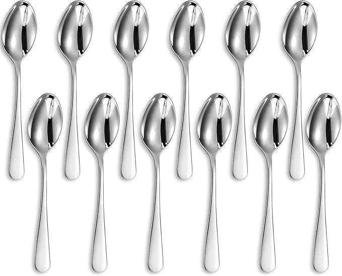 KEAWELL Premium Louise Demitasse Espresso Spoons, 18/10 Stainless Steel, 4.4-Inch Small Size, Dishwasher Safe (4.4 inches, 12)