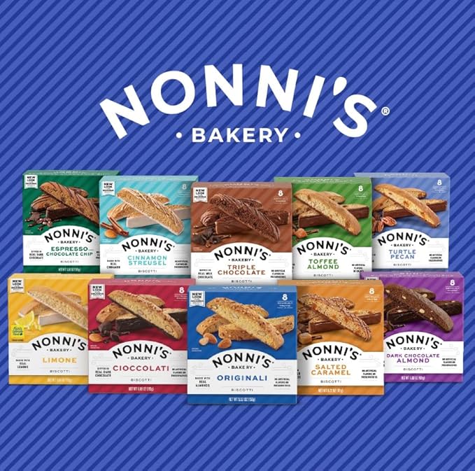 Nonni's Triple Chocolate Biscotti Italian Cookies - 6 Boxes Triple Chocolate Italian Biscotti Cookies w/Dark Chocolate - Biscotti Individually Wrapped Cookies - Kosher Chocolate Coffee Cookie 6.88 oz