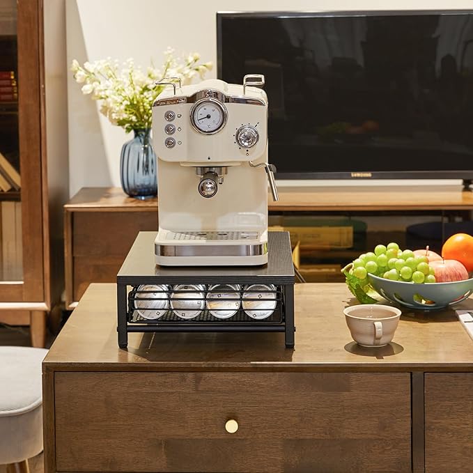 IBUYKE Coffee Pod Drawer Holder,Pod Holder,40 Capsule Pods,Coffee Pod Holder Drawer With Mesh Shelves,Home Kitchen Counter Organizer, Black TCJ101B