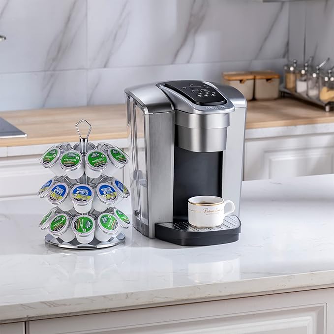 Rice rat K cup Holder Storage Coffee Capsules Pod Holder Carousel 3 Tier Compatible with 27 K-Cup Pods