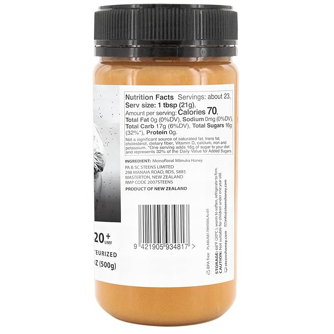 Steens Manuka Honey - MGO 830+ - Pure & Raw 100% Certified UMF 20+ Manuka Honey - Bottled and Sealed in New Zealand - 17.6 Ounce (Pack of 1) New Version