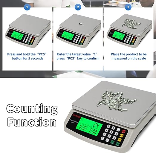 Commercial Food Scale 40KG Large Digital Kitchen Scale Baking Cooking Bread Meat Weight Price Computing Scale Stainless Steel Parts and Coins Counting Scale for Deli Stores Tare Function
