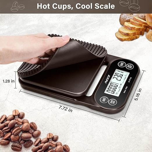 Coffee Scale with Timer - 3kg/0.1g Barista Scale for Espresso, Pour Over & Kitchen Use, 4 Units, High Precision Scale with Non-Slip Mat