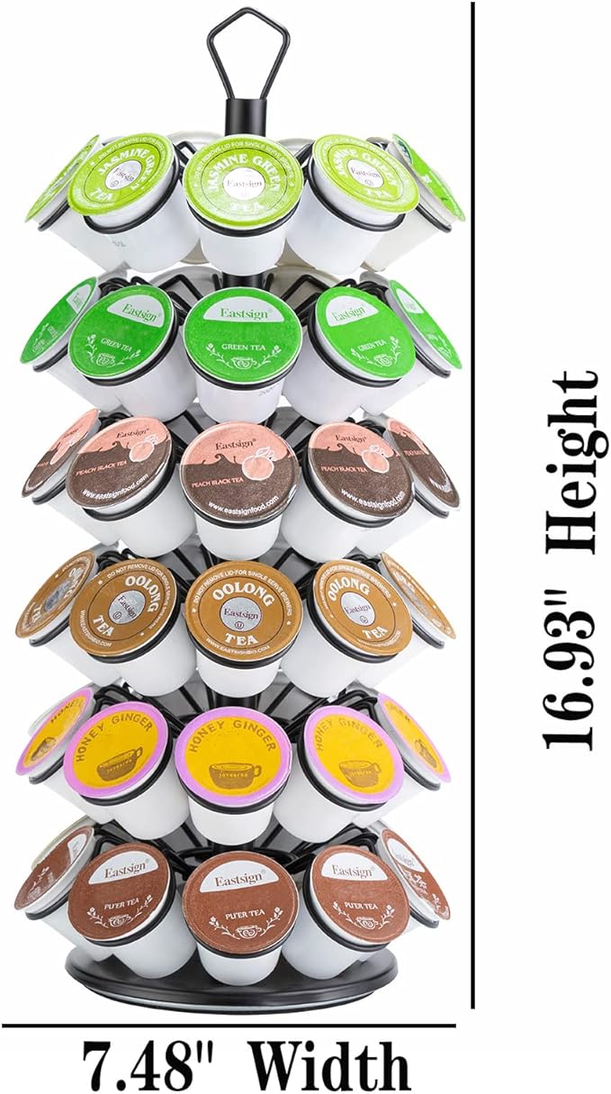 Rice rat K-Cup Storage Coffee Capsules Pod Holder Carousel Capsule Display Storage for k-cup（54 pods-6 tiers）