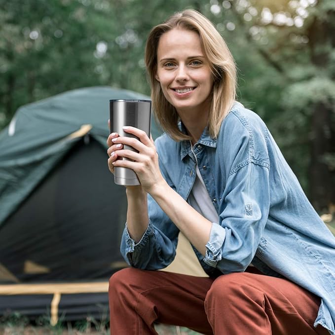 HASLE OUTFITTERS 30oz Stainless Steel Tumbler, Double Wall Vacuum Insulated Travel Mug Tumbler, Durable Insulated Coffee Mug, Gift Box Set (Silver, 8)