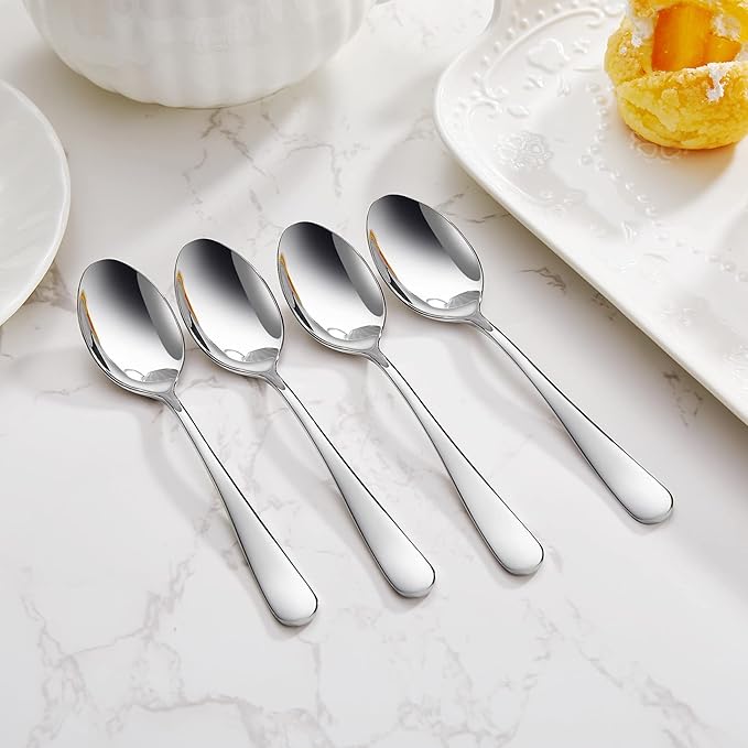 KEAWELL Premium Louise Spoons Set, Set of 4, 18/10 Stainless Steel, Exceptional mirror finish, Dishwasher Safe (5.6" Small Spoon)