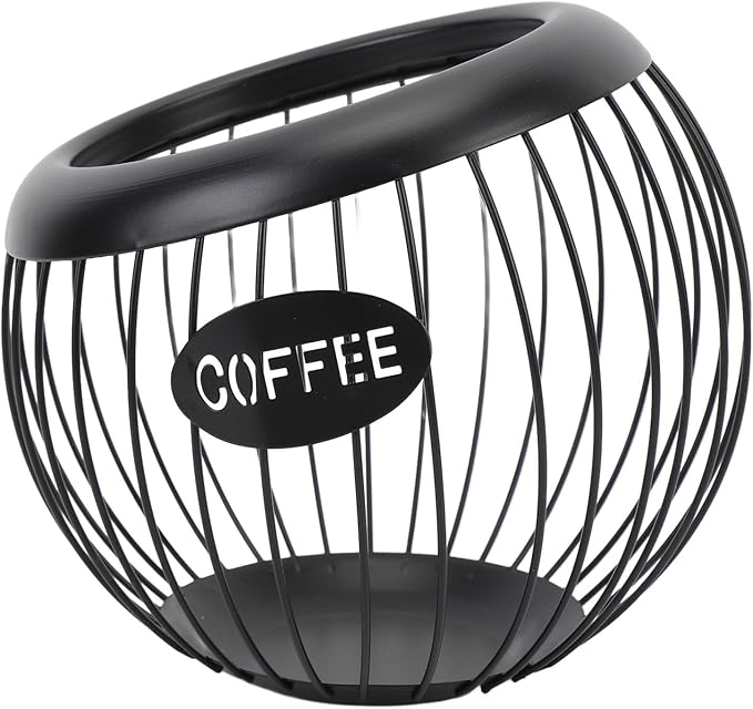 Coffee Pod Holder, Large Capacity K Cup Holder Metal Coffee Capsule Storage Basket Wire Storage Basket for Kitchen Countertop, Station Organizer (Black)