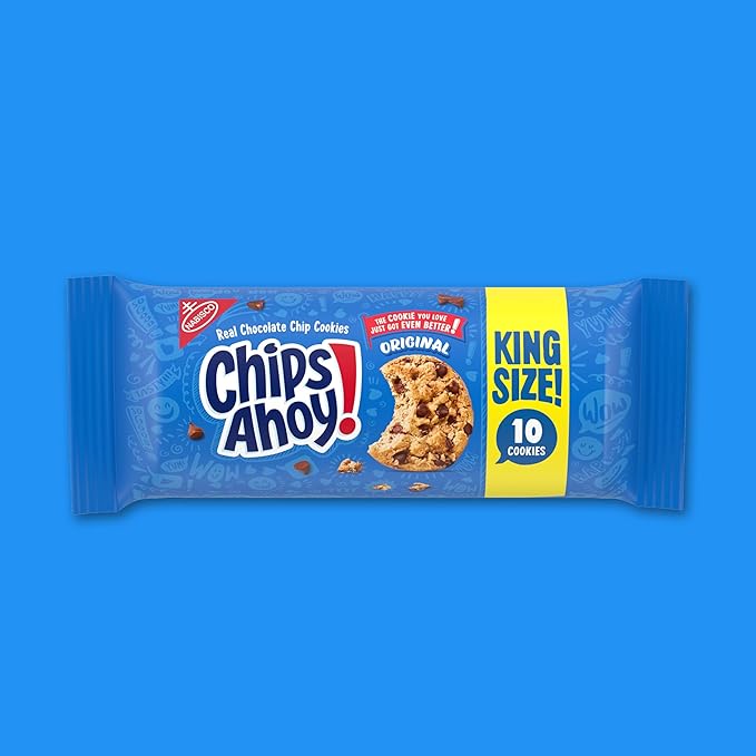 CHIPS AHOY! Original Chocolate Chip Cookies, 16 King Size Snack Packs (10 Cookies Per Pack, 2 Boxes)