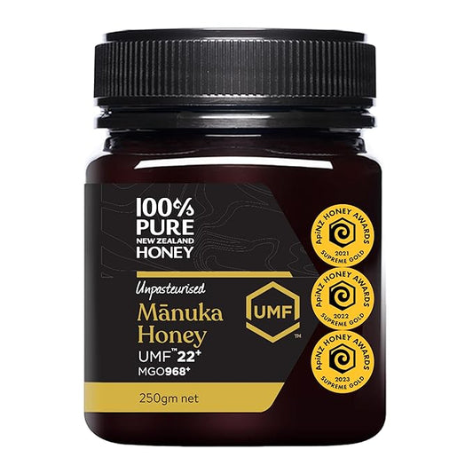 Manuka Honey UMF 22+ MGO 968+ 100% Pure New Zealand Certified Ultra Premium Raw 8.8 oz (250 g)