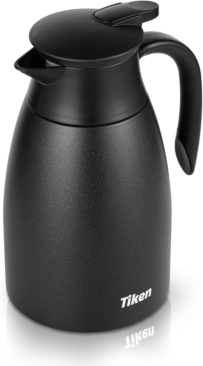 Tiken 51 Oz Thermal Coffee Carafe, Stainless Steel Insulated Vacuum Coffee Carafes For Keeping Hot, 1.5 Liter Beverage Dispenser (Starry Black)