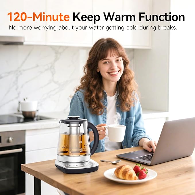 Electric Kettle With Infuser, 1.5L Electric Tea Kettle With Temperature Control, 1200W Fast heating for Pour Over Coffee, Brew Tea, Boil Hot Water, BPA-Free, Easy to Clean G888B