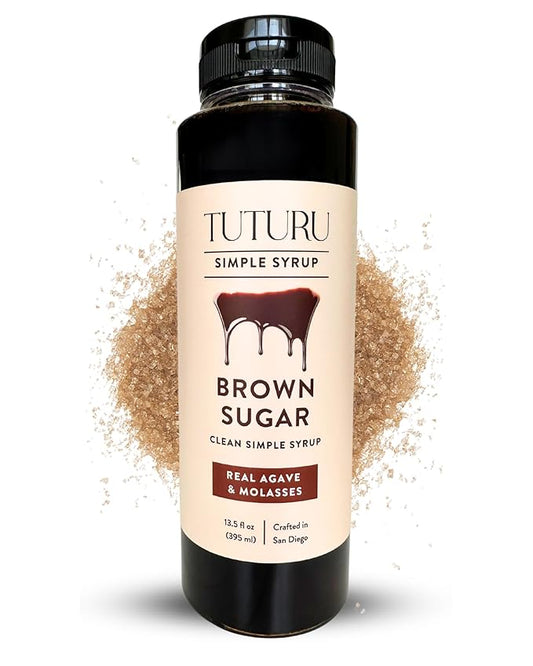 Brown Sugar Agave Simple Syrup for Coffee & Cocktails - Clean Simple Syrup Sweetened with Raw Agave Nectar and Molasses - 13.5 oz