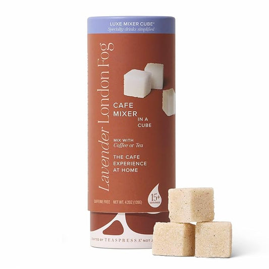 Lavender London Fog Sugar Cubes by Teaspressa - Delicious Lavender Fog Flavor Infused Sugar Cubes - Kosher - Gluten-Free - Barista Quality Cafe Experience - No Mess - Makes 30 drinks - Great For Gifting, Hosting & Travel