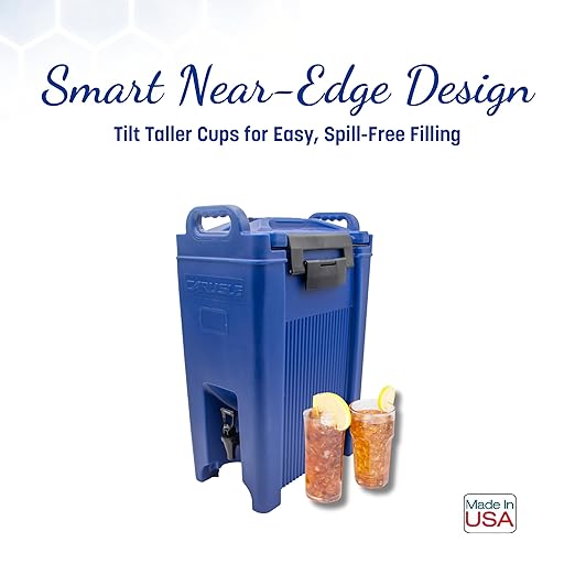 Carlisle FoodService Products 5-Gallon Insulated Beverage Dispenser, Cateraide, Food-Grade with Handles, Rugged PE Shell with PU Insulation for Coffee, Tea and Hot or Cold Drinks, Blue - Made in USA