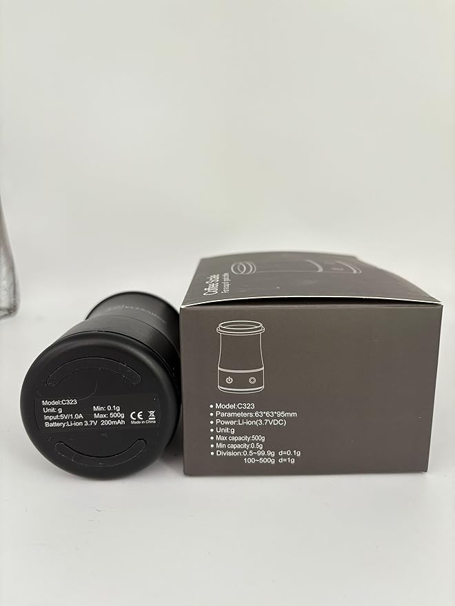 Digital Coffee Scale with Timer - Rechargeable Espresso Scale Precise Pour Over & Drip Coffee Scale, LED Display, Includes Dosing Cup, Black