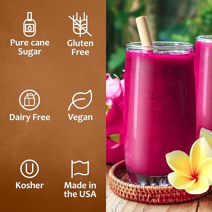 Syruvia Dragon Fruit Syrup, Flavored Syrup for Drinks, Cocktails, Lemonades, Iced Teas, and Desserts – 25.4 fl oz, With Pump