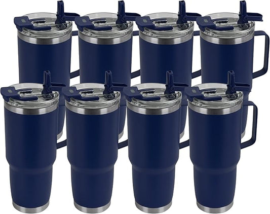 HASLE OUTFITTERS 30oz Tumbler Bulk with Handle, Insulated Travel Coffee Mug Set with Handle Leak-Proof Double Wall Stainless Steel Vacuum Tumblers Pack Metal Cup for Hot and Cold Drink