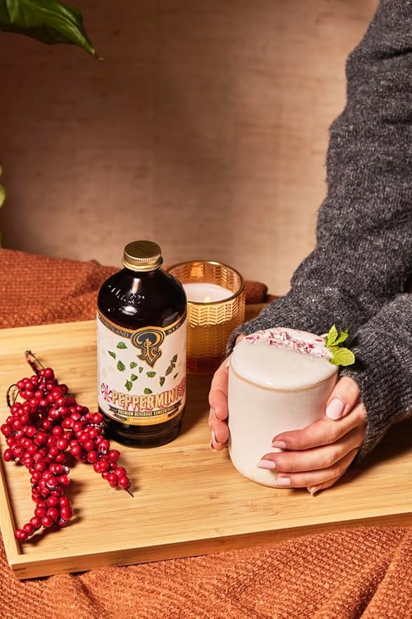 Portland Syrups Peppermint Syrup for Lattes, Coffee & Mocktails - Organic Cane Sugar & Peppermint for Hot Cocoa & Holiday Recipes - Rich Flavor & Whole Ingredients - 12 oz, 12-24 Servings (Pack of 1)